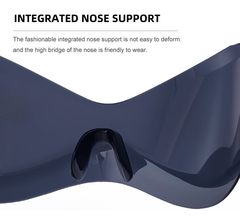 European and American Large Frame Sunglasses for Women, Trendy UV Protection Glasses with a High-End Feel Y2K Millennium Frameless Cycling Sunglasses for Men