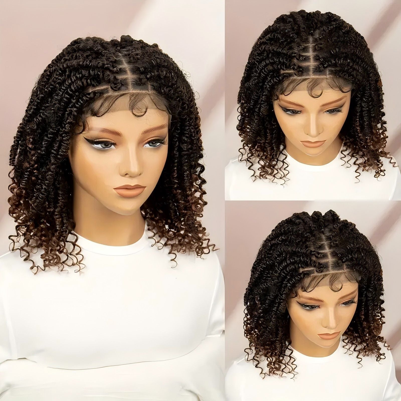 European and American Cross-Border African Small Curly Hair Women's Curly Hair Headband High-Temperature Fiber Short Curly Full Lace Full Wig