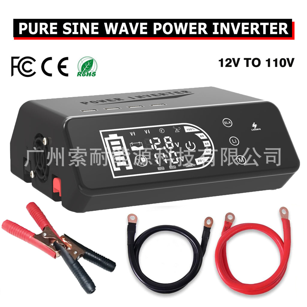 1000W Pure Sine Wave Inverter12V Turn110V Amazon eBay New product with smart touchscreen display