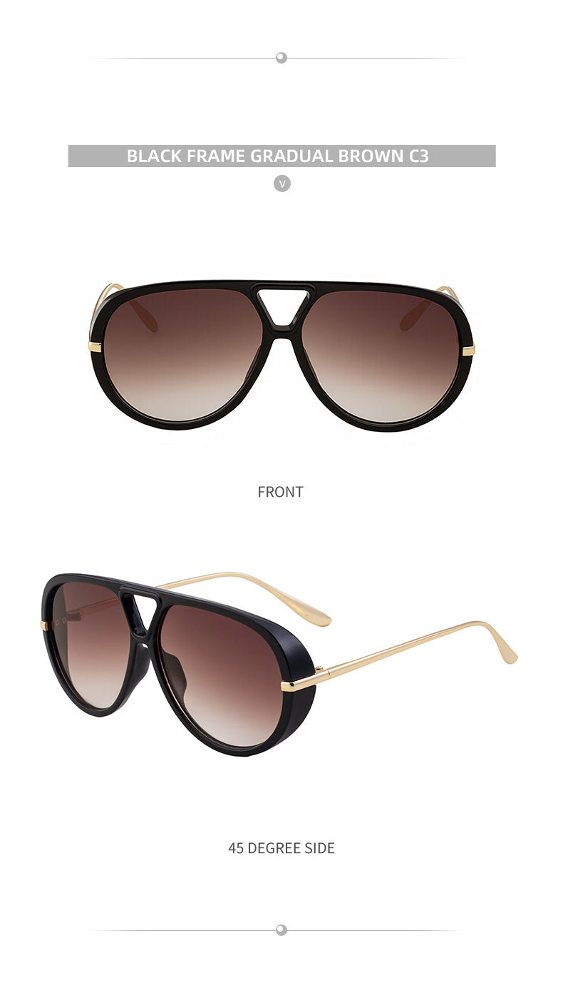 2025New European and American Style Toad Sunglasses for Men, Double Bridge Aviator Glasses, Outdoor Sun Protection Sunglasses for Men