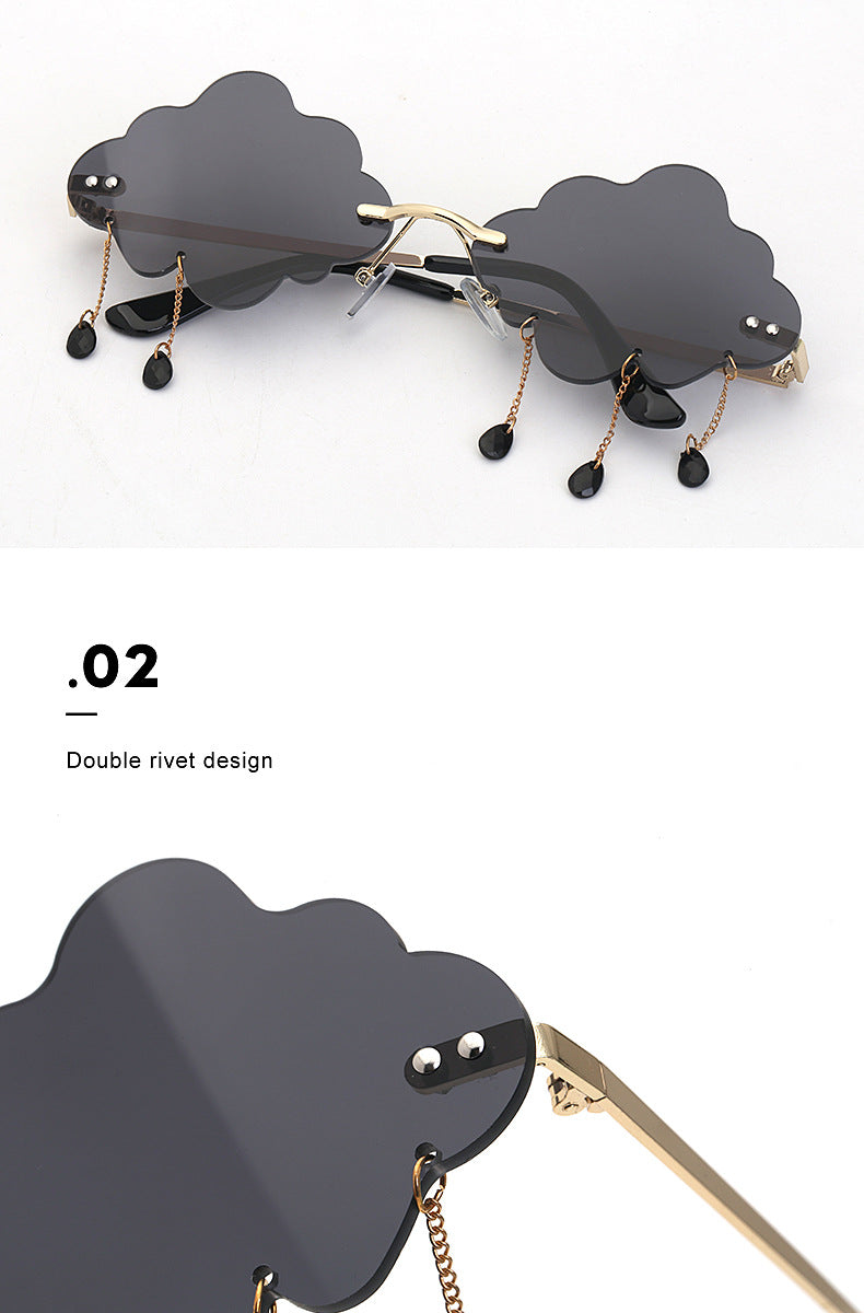 New Sunglasses for Women with Pendant Cloud Design, Trendy Personality Party Funny Ocean Film Prom Sunglasses