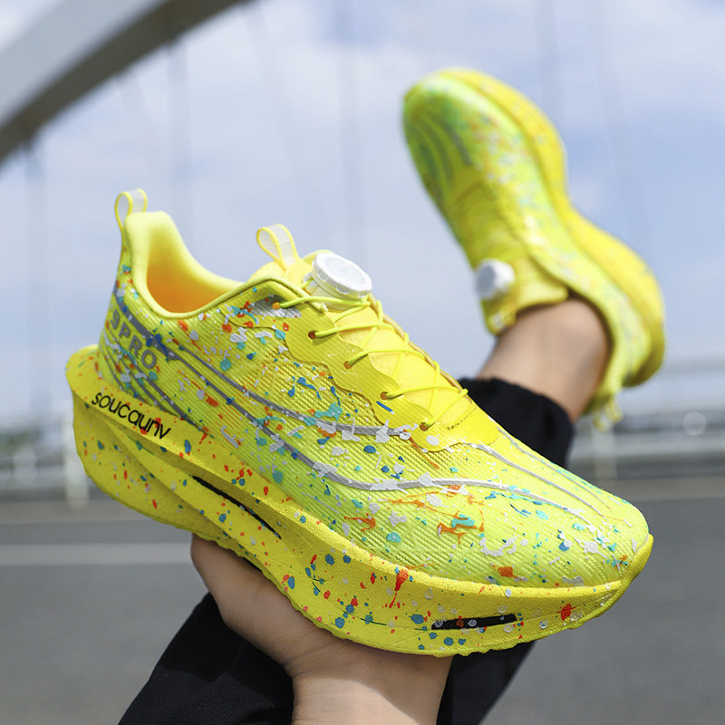 Youth Fashion Luminous Camouflage Running Shoes for Men and Women New Casual Shoes Carbon Plate Real Soft Sole Rotating Buckle Sports Shoes