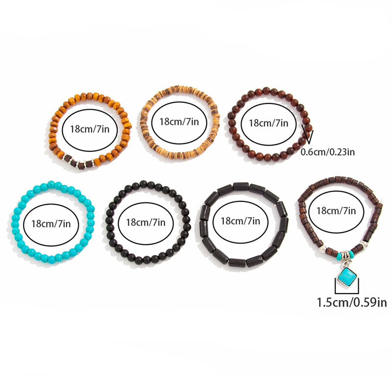 Vintage Multi-layer Soft Clay Bracelet European and American Cowboy Hat Bohemian Layered Bracelet Cow Head Cactus Turquoise Bracelet