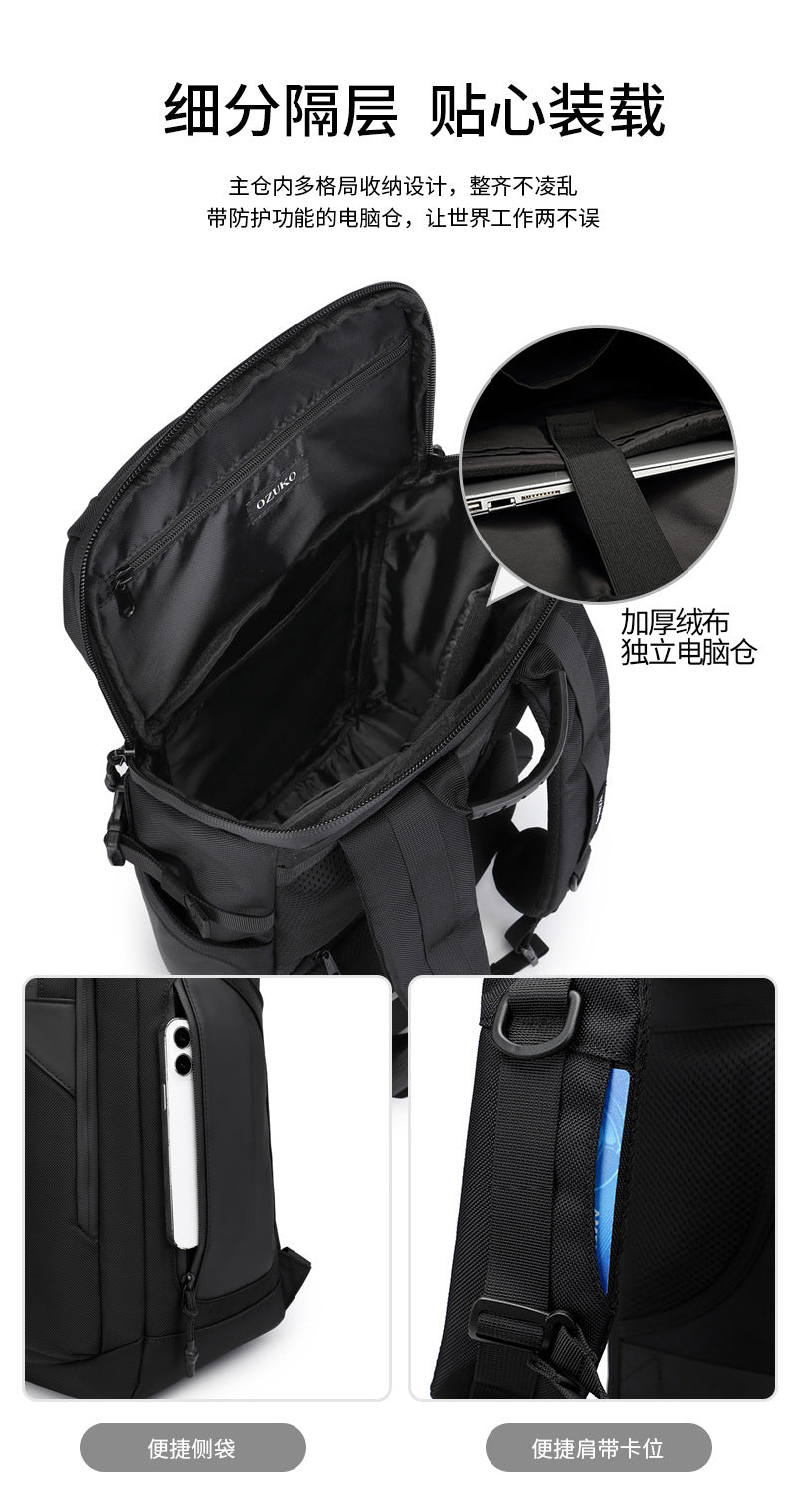 ozuko Casual Backpack Men's Computer Backpack Waterproof Oxford Cloth Large Capacity Commuting Travel School Bag