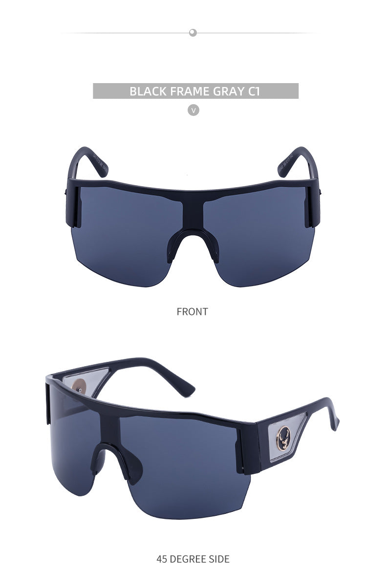 Y2K Millennium Integrated Cycling Sports Sunglasses for Women, European and American Style, Large Frame, Windproof, Half Frame Sunglasses