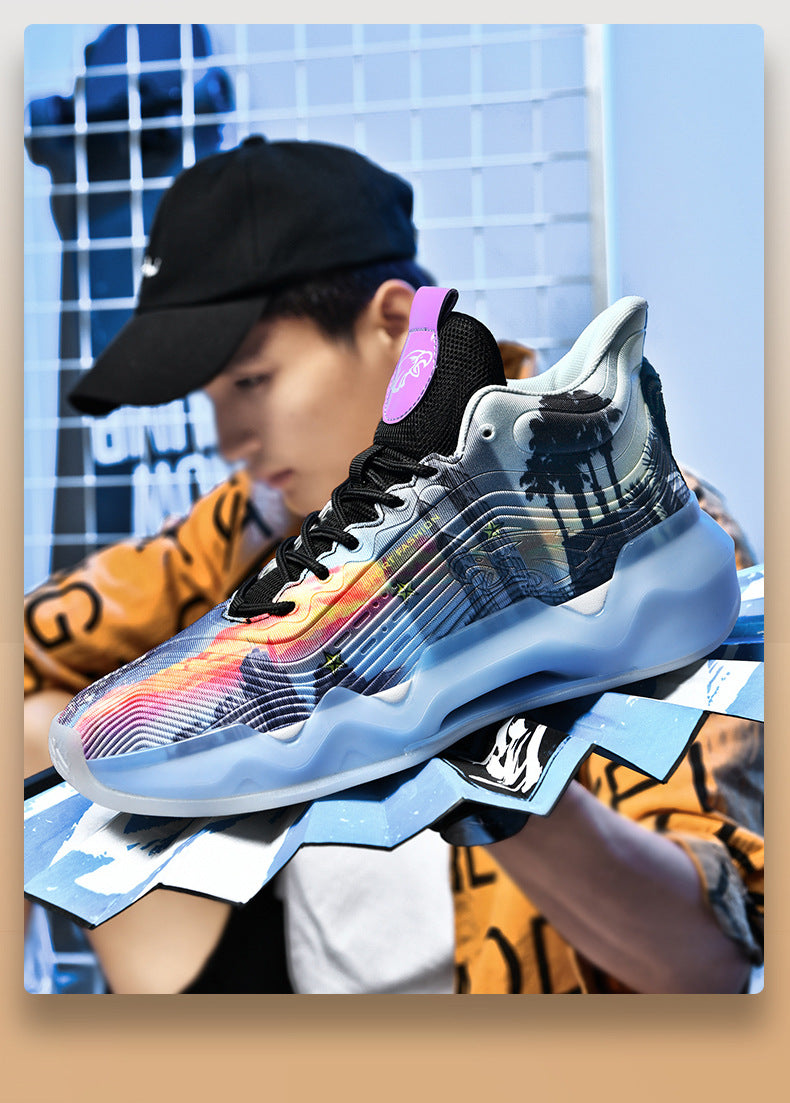 Autumn Winter New Wear-Resistant Anti-Slip Trendy Men's Sports Shoes Friction Sound Youth Professional Combat High-Top Basketball Shoes