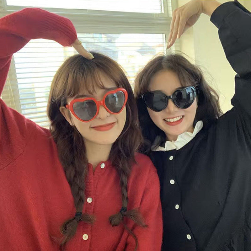 Light Changing Heart Romantic Glasses Night Internet Celebrity Same Style Sunglasses Trendy Heart Sunglasses Stage Performance