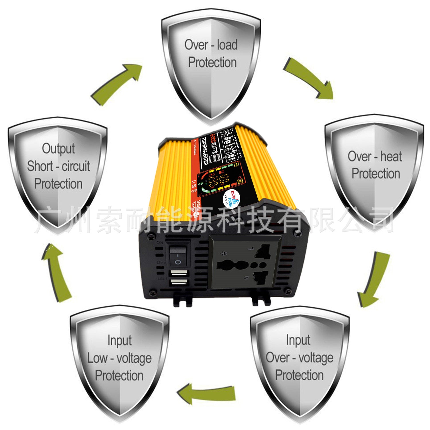 Export Car Inverter500W 12V Turn110V/220V Intelligent Digital Display Double USB inverter