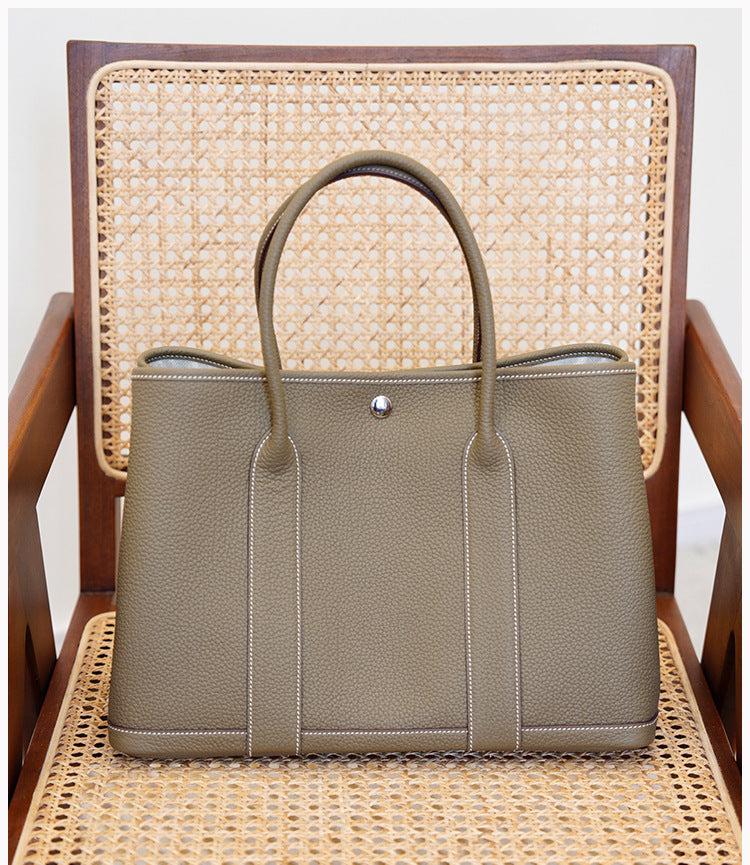 Garden Bag Summer High-End Feel Guangzhou First Layer Cowhide Women's Bag Genuine Leather Tote Bag Large Capacity Commuter Handbag