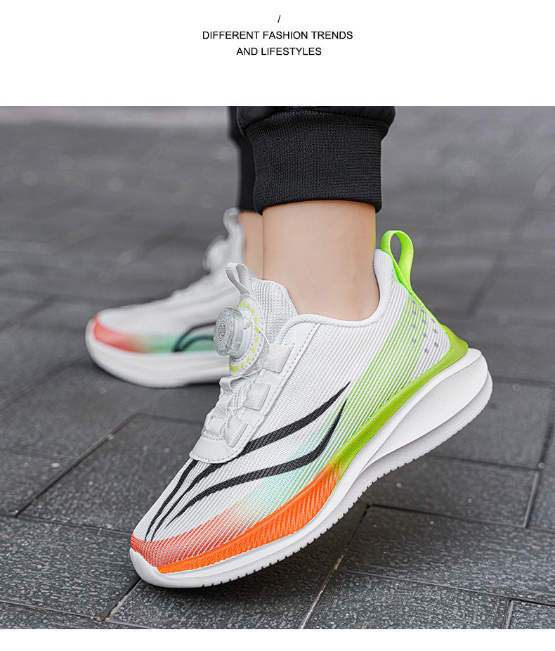 New Children's Shoes Breathable Rotating Button Sneakers Red Rabbit Casual Big Kids Shock Absorption Non-Slip Running Shoes