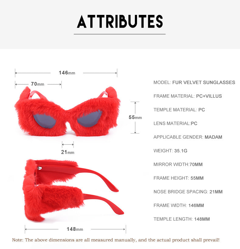 Puppy Style Plush Winter Sunglasses for Women Fashion Cat Eye Sunglasses European and American Style Sunglasses