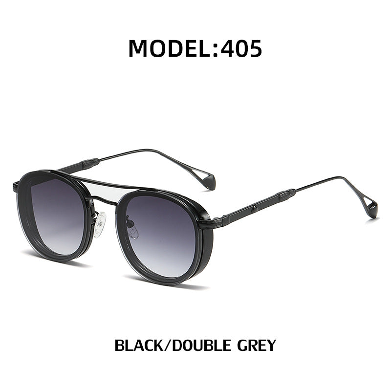 European and American Retro Oval Frame Sunglasses for Men, Side Wrap Small Frame Sunglasses for Women, Trendy Glasses Wholesale shades