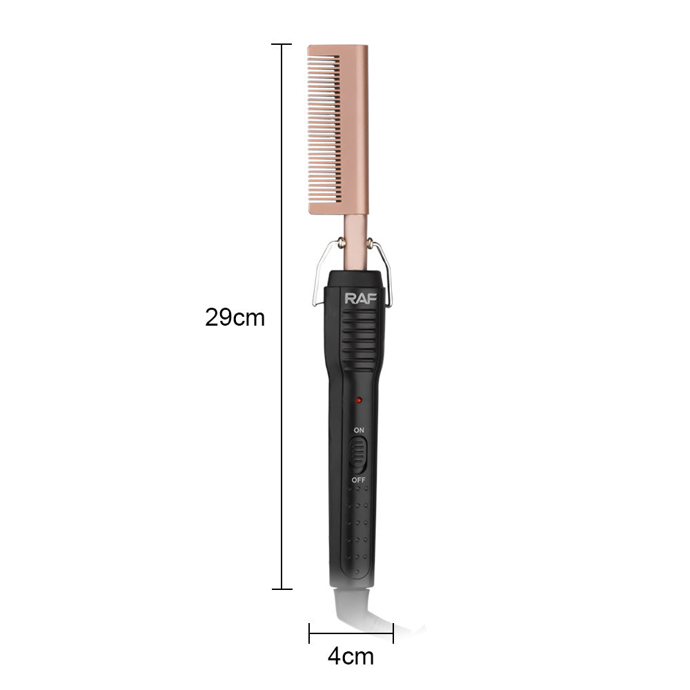 RAF EU Standard Electric Curling Brush Home Curling Iron Dry and Wet Dual-use Copper Comb Multi-functional Curling Straightening Brush
