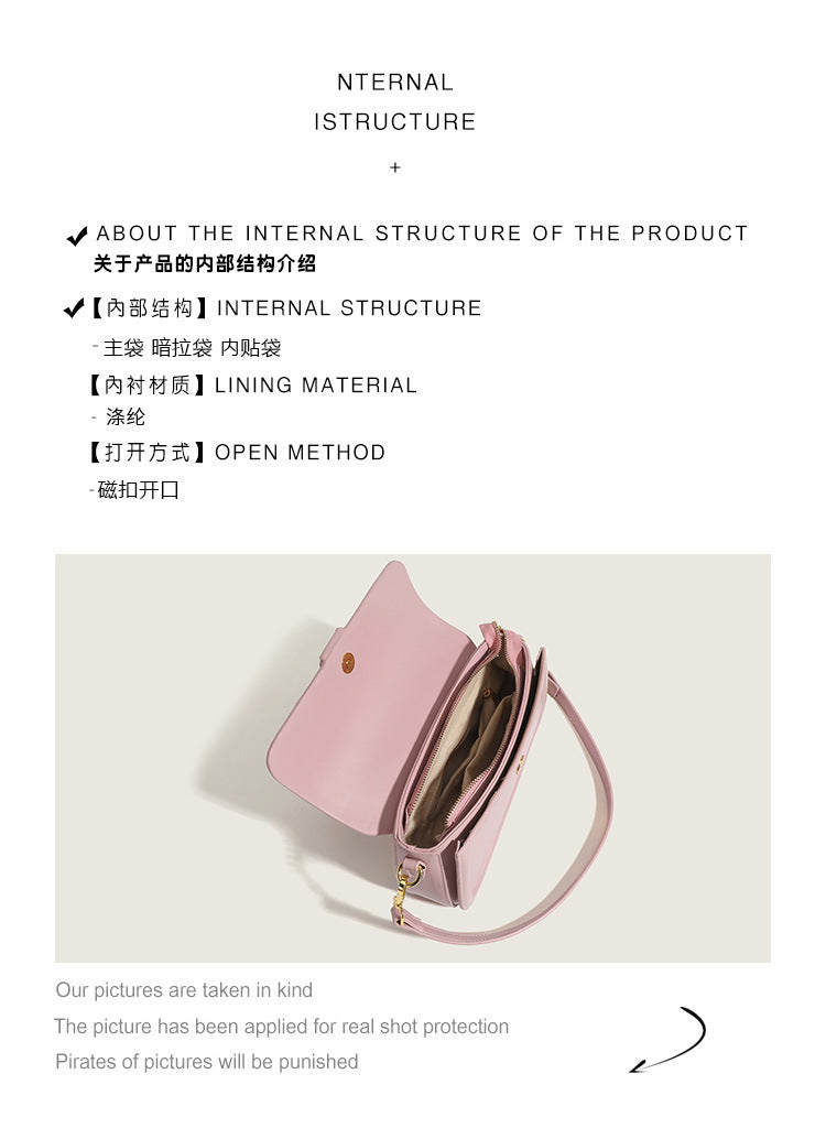 Versatile Texture New Baguette Bag Retro Fashion Elegant Versatile Shoulder Underarm Bag Crossbody Women's Bag