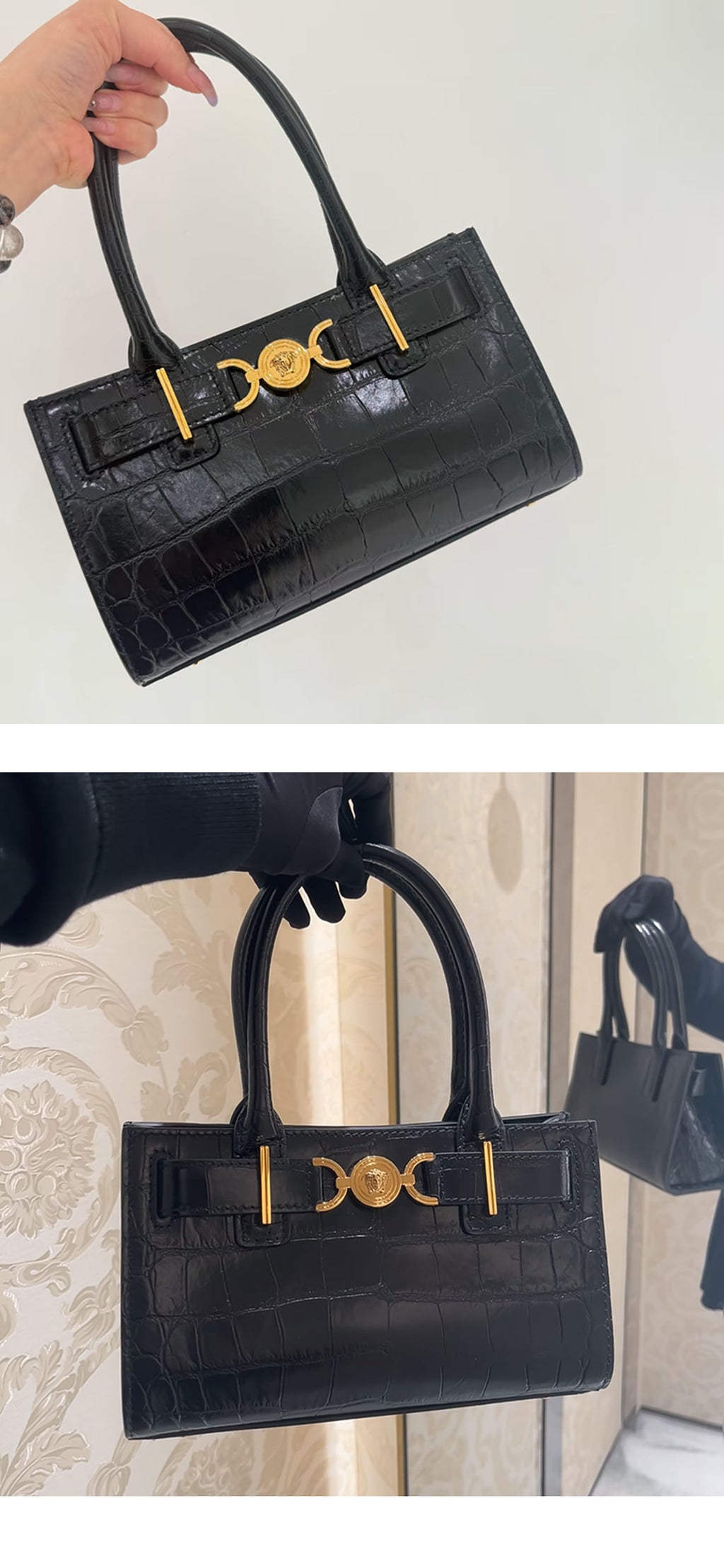 Let Me Shine Zhao Lusi Xu Yan Same Style Punch Bag2025New crocodile leather pattern handbag single shoulder crossbody bag
