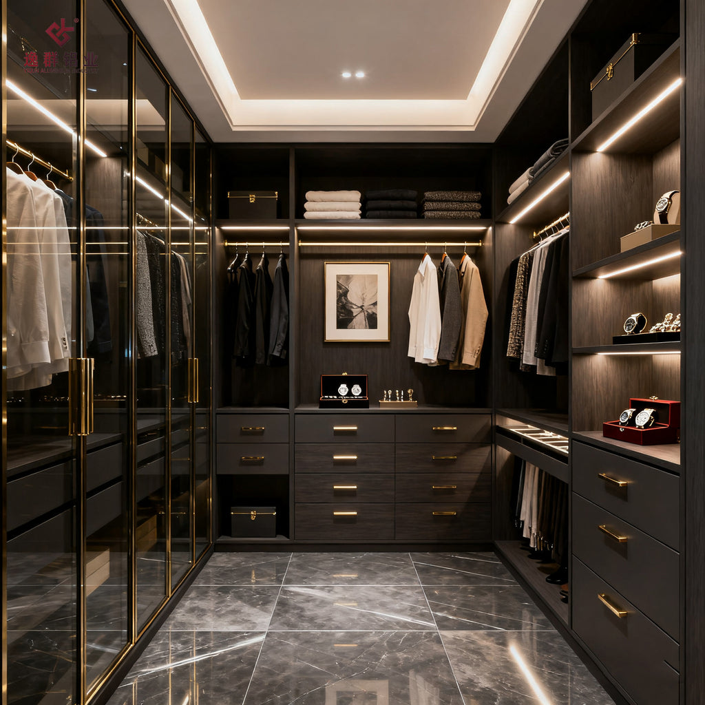 Custom Whole House Walk-in Closet Support Customization with Pictures Simple Modern Aluminum Alloy Wardrobe Source Factory