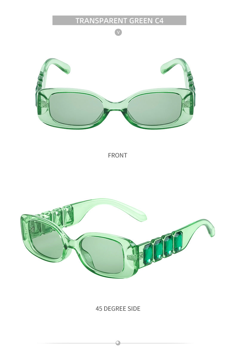 European and American Style Small Frame Sunglasses for Women with Rhinestones, Square Frame Sunglasses for Men, Wholesale Glasses sunglasses