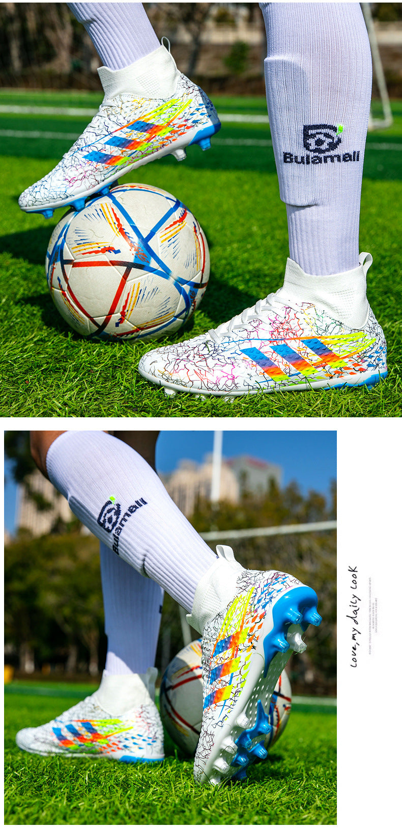 New high-top soccer shoes for men and women AG Spike TF Broken Nail Youth Student Grassland Competition Training Shoes