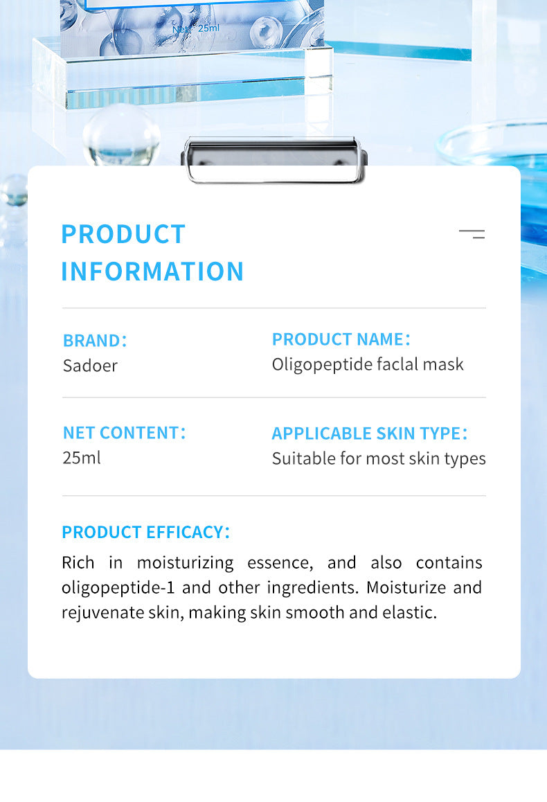Full English Mask SADOER Hyaluronic Acid Vitamin E Oligopeptide Hydrating Moisturizing Tablets  Foreign Trade Wholesale