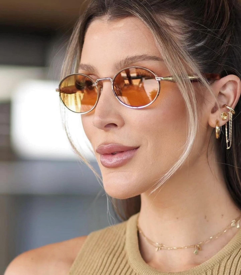 Oval Small Frame Sunglasses for Women, High-End Brand, European and American Style, Trendy UV Protection Sunglasses