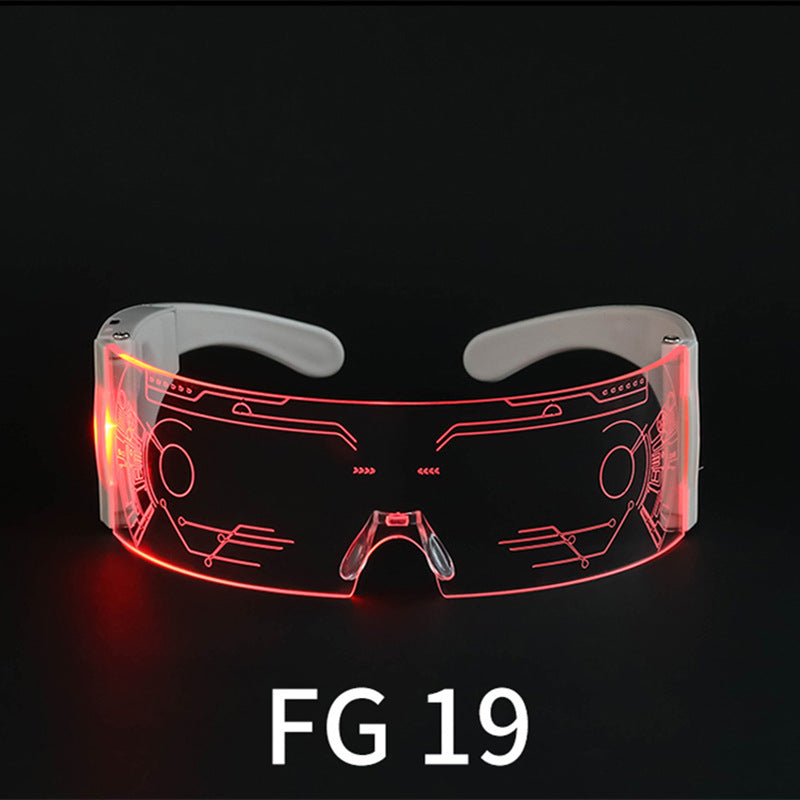 LED Light-emitting Glasses Trendy Future Technology Style Same Style Bar Disco Flashing Rechargeable Glasses