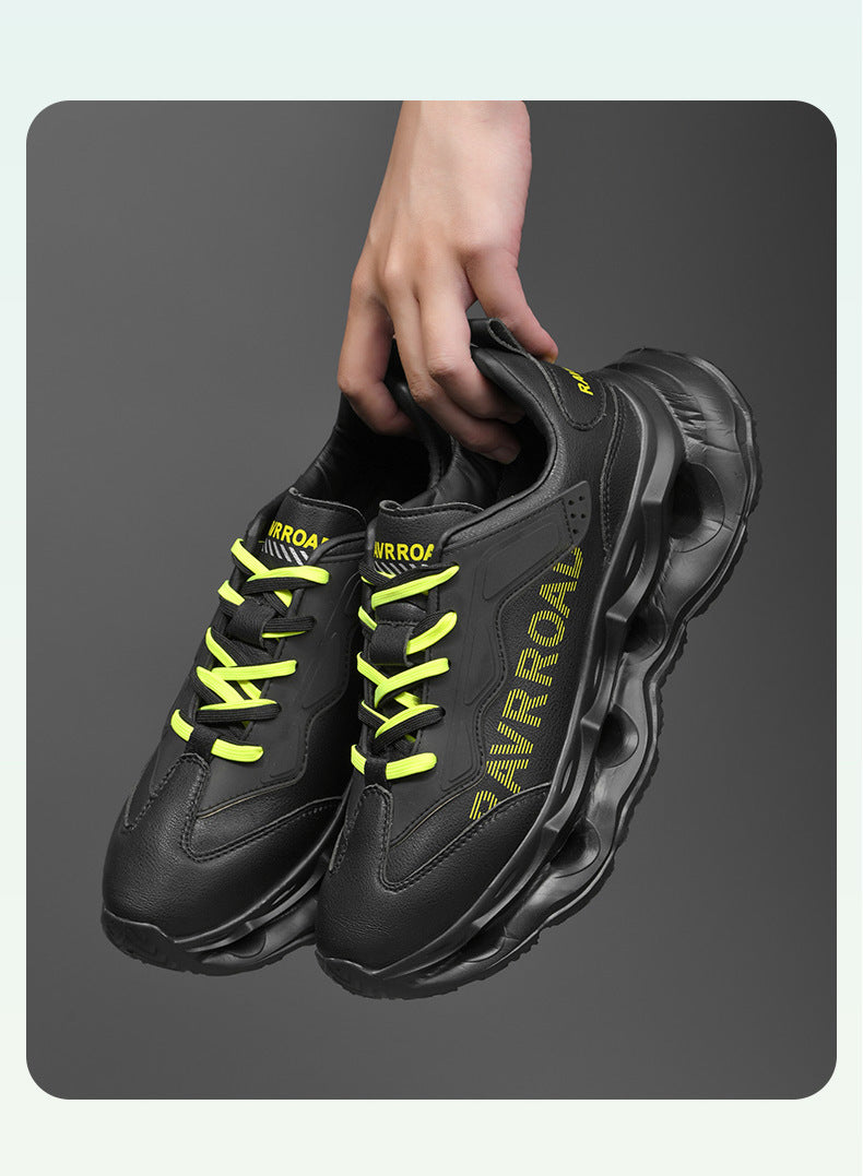 2025New Year's New Rebound Shock Absorption Sports Shoes Men's Fashion Retro Leather Dad Shoes Comfortable Wear-Resistant Running Shoes