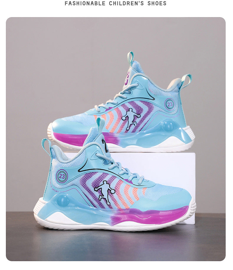 Big Kids Practical Basketball Shoes Children Professional Training Wear-Resistant Sneakers Mesh Breathable Non-Slip Running Sports Shoes