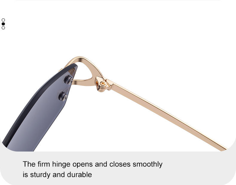 2025New European and American Fashion Frameless Sunglasses for Women with Metal Temples Trendy Outdoor Street Style Sunglasses for Women