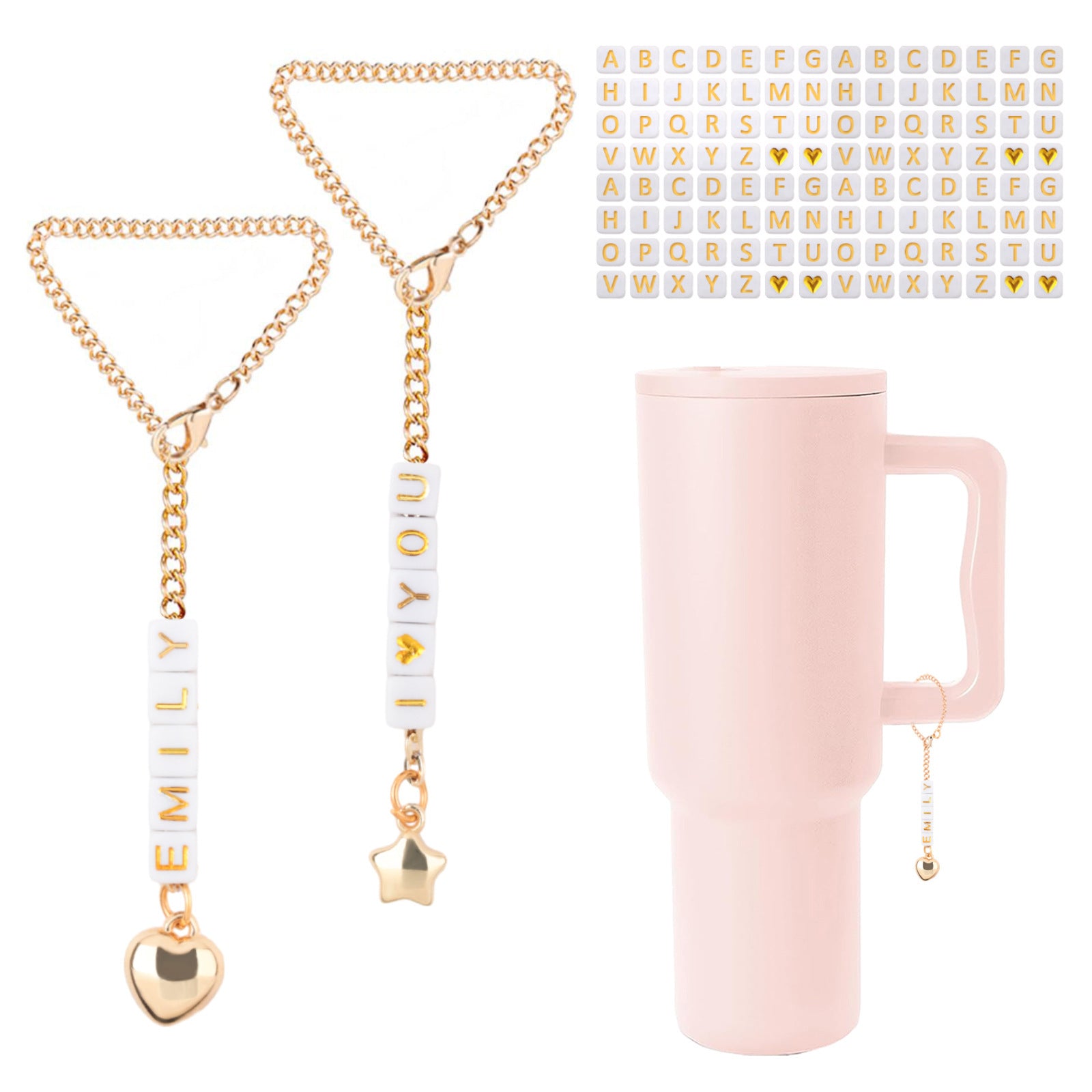 New Couple Bracelet Jewelry Chain diy Acrylic Colorful Heart Letter Cup Chain Accessory