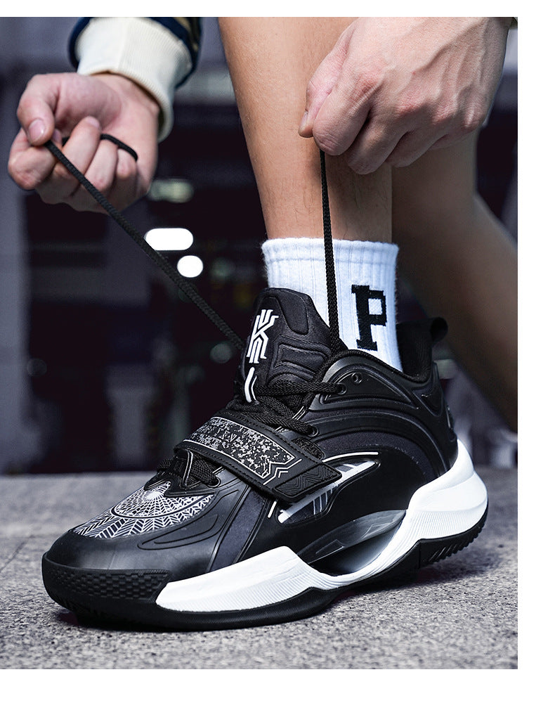 Summer Trendy Fashion Breathable Comfortable Sports Men's Shoes Youth High Elastic Practical Wear-resistant Rubber Sole Basketball Shoes