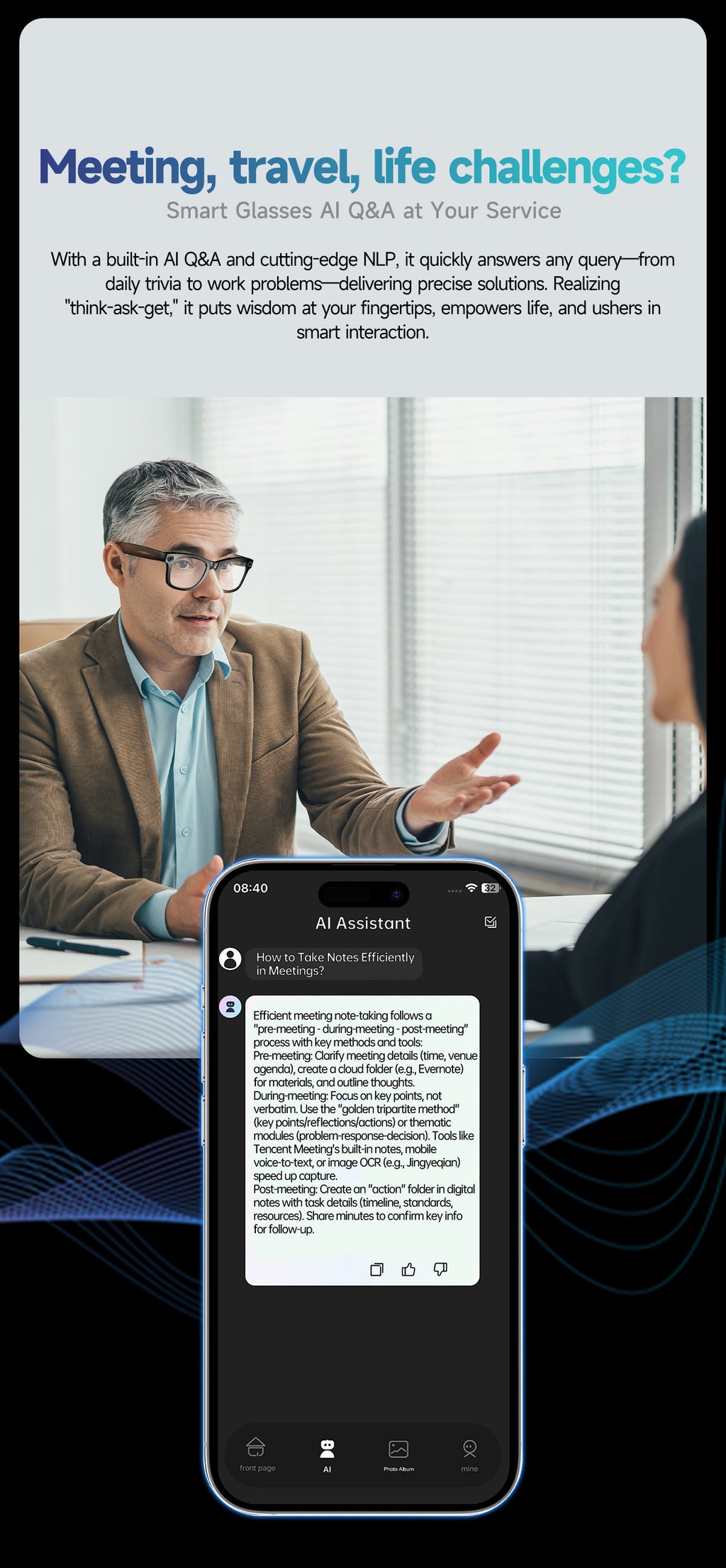 【Upgraded Version】Ai Smart Glasses Shooting800W Pixel HD anti-shake dual noise reduction sunglasses with camera