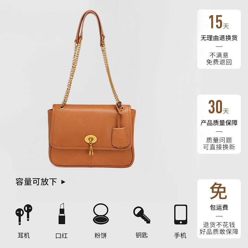 Vintage Casual Fashion High-End Single Shoulder Bag New Melad Chain Bag Autumn Winter Simple Commuter Crossbody Women's Bag