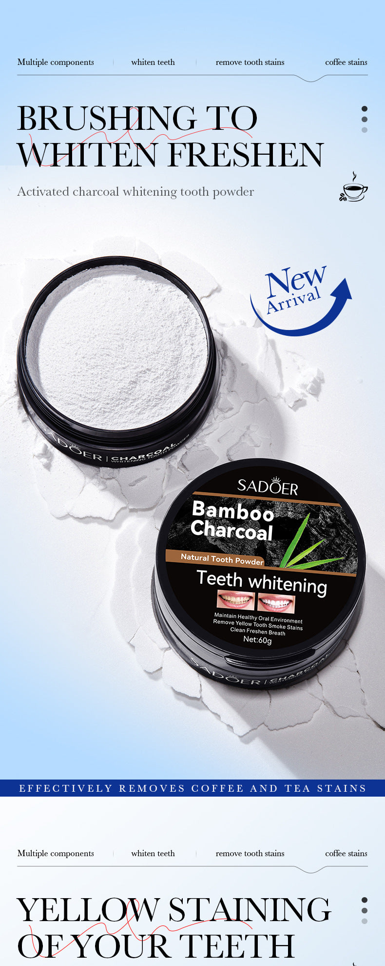 All English Tooth Powder60g SADOER Remove Tobacco Stains, Whiten Teeth, Clean Tartar, Strengthen Teeth Toothpaste  Wholesale