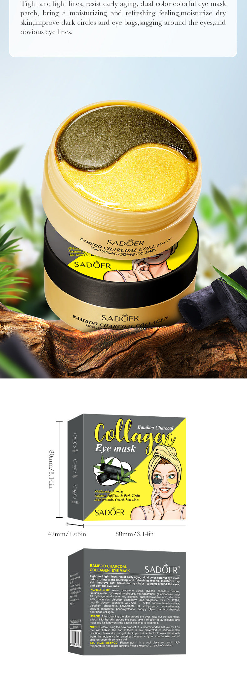 Full English Lavender Collagen Eye Mask80gSADOER Firming and Moisturizing Eye Mask Patch  Wholesale