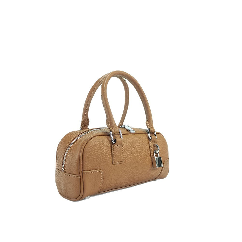 Niche Genuine Leather Women's Boston Handbag2025New Simple Fresh Pillow Bag Versatile Shoulder Crossbody Bag