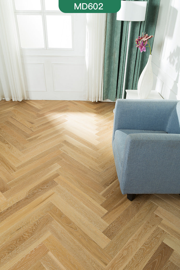 In-stock wholesale with on-site installation Herringbone Locking Floor Heating New Three-Layer Solid Wood Flooring Oak Black Walnut Flooring