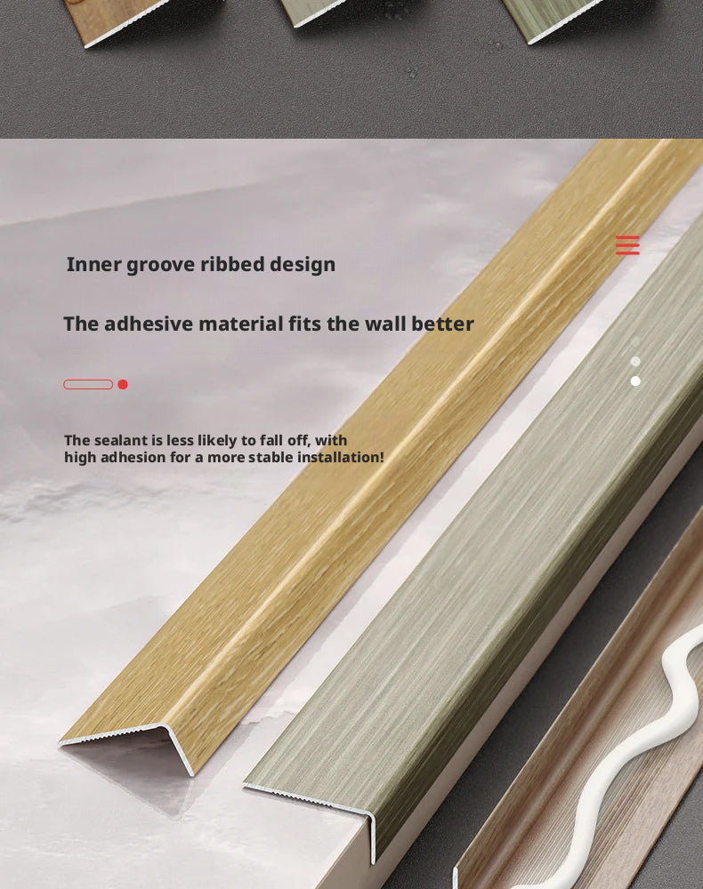 Aluminum alloy wood grain L Wooden flooring trim edge strip corner protector7Right-angle edge trim with buckle strips for threshold decoration