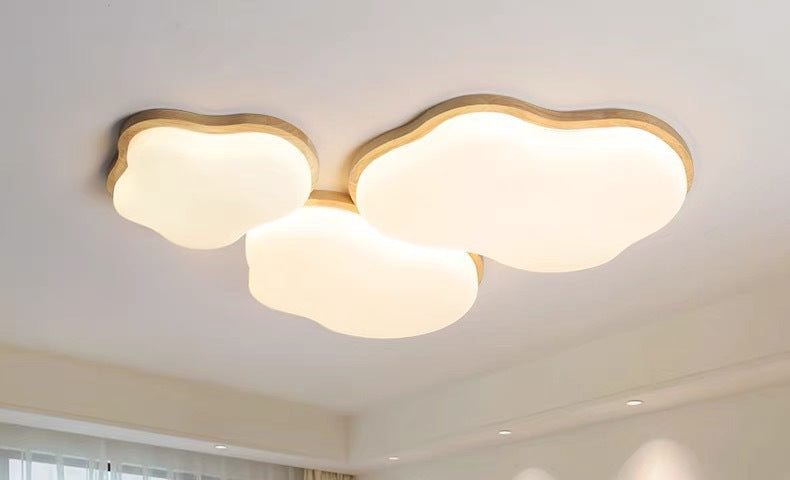 Natural Wood Cream Style Living Room Lamp2025New Stylish Internet Celebrity Cloud Full Spectrum Eye Protection Ceiling Light Zhongshan Lighting