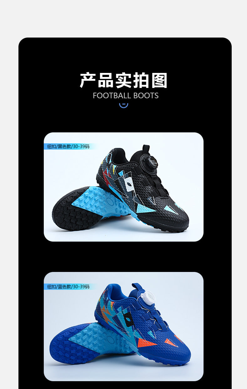 Rotating Buckle Football Shoes Breathable Anti-Slip TF Children's and Teenagers' Turf Training Shoes for Flat Ground Competitions