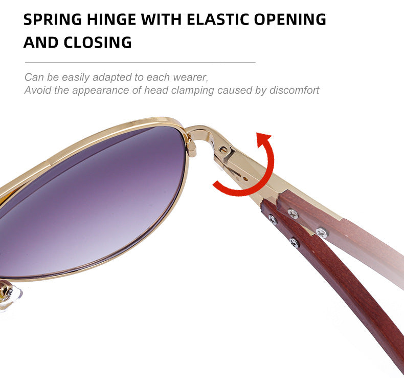 European and American Retro Wooden Leg Aviator Sunglasses for Men Wooden Driving Frog Sunglasses Wholesale