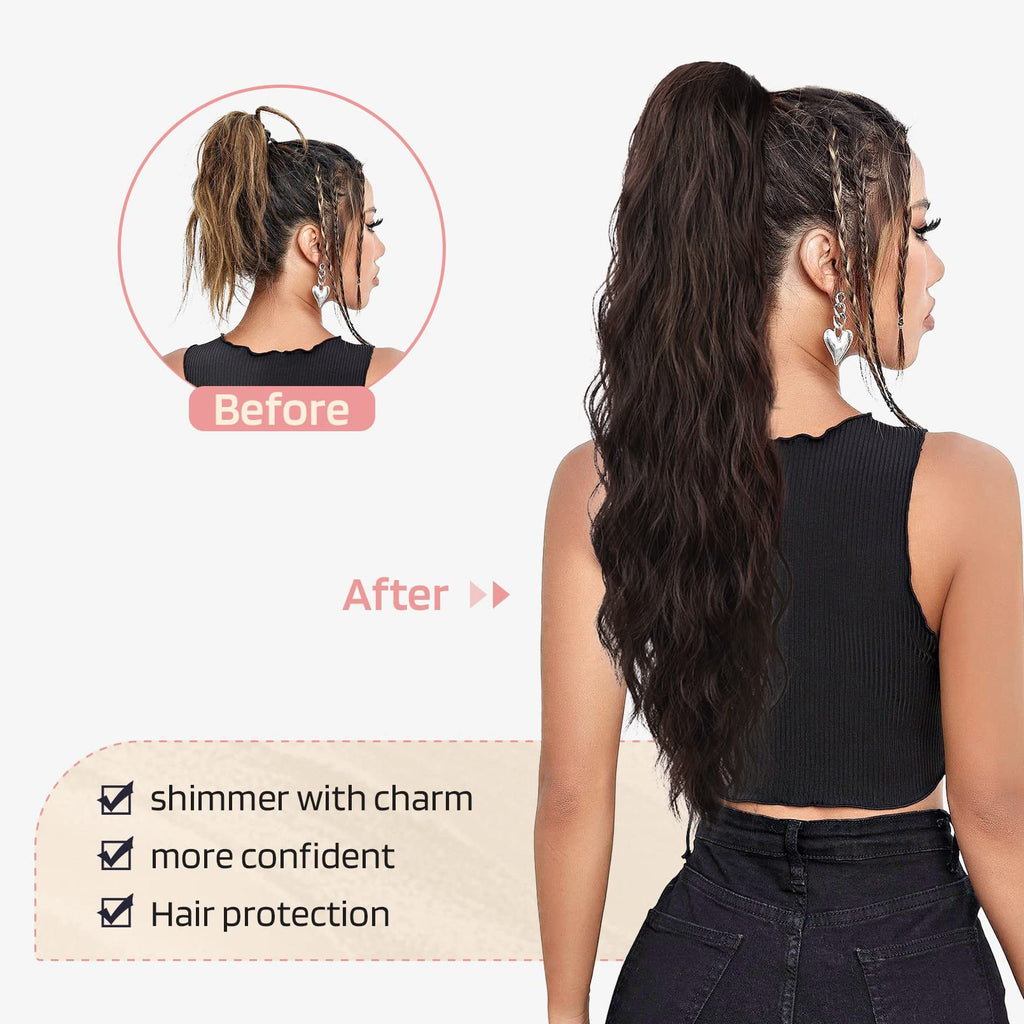 Wig Ponytail Hair Extension 20 Inch Drawstring Ponytail Hair Extension Women's Long Curly Hair Ponytail