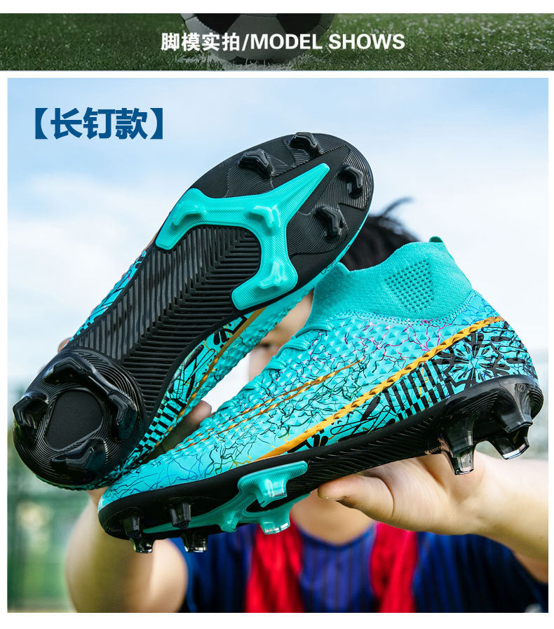 New high-top soccer shoes for men and women AG Spike TF Broken Nail Youth Student Grassland Competition Training Shoes