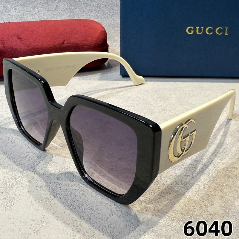 G Home Sunglasses European and American Style ins Xiaohongshu Celebrity Style Sunglasses Square Frame Color Block Legs Unisex GG6040