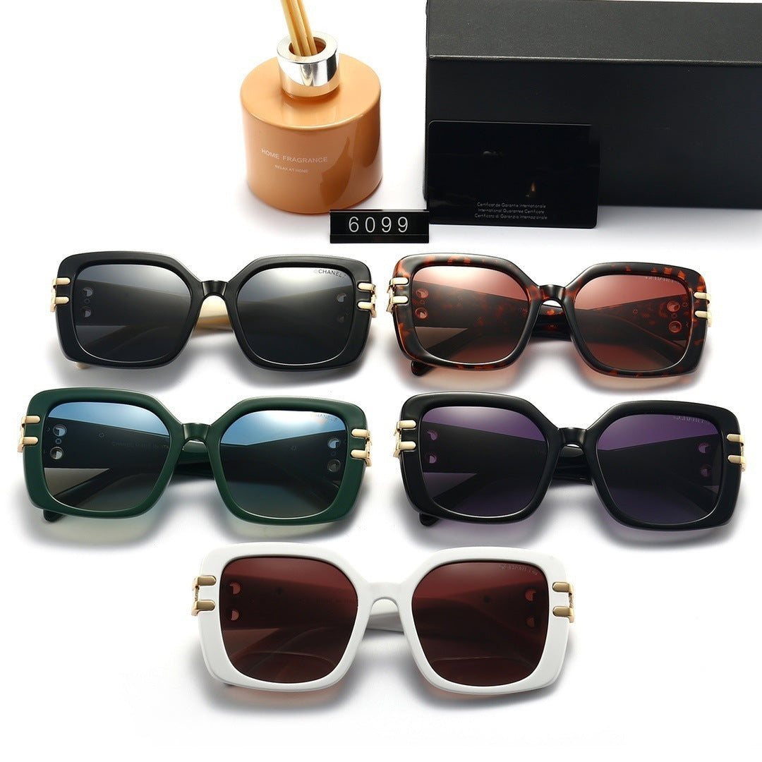 Chanel Style Pattern High-End Retro Sunglasses Large Frame Face-Slimming Celebrity Style Sunglasses6099Glasses