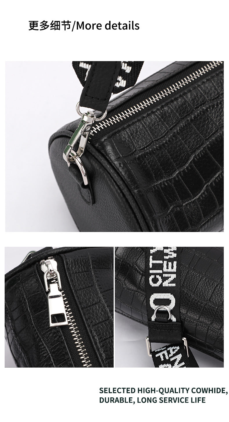 Crocodile Pattern Single Shoulder Women's Bag Trendy Fashion Crossbody Bag Niche Versatile Personality Mini Cylinder Underarm Women's Bag