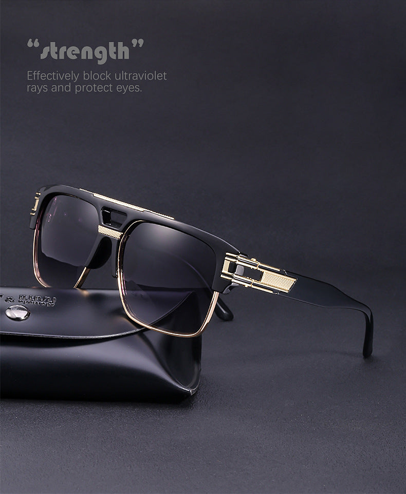 Glasses for Men Driving Special European and American Large Frame Sunglasses Men's High-end Sense Retro Trend Sunscreen Sunshade Full Frame Sunglasses