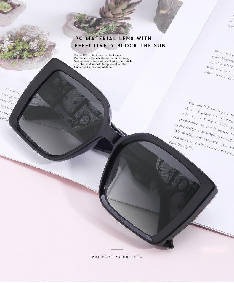 New Fashion Large Frame UV Protection Sunglasses for Women Square Frame Sunglasses European and American Style Glasses