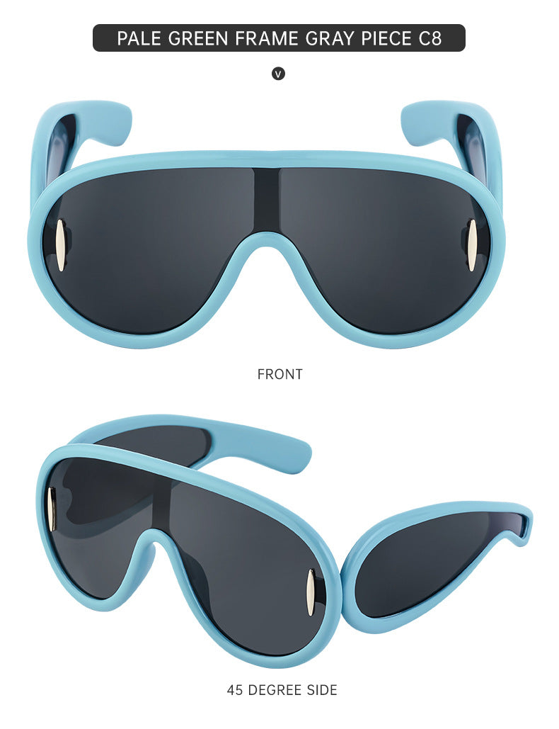 INS One-piece Large Frame Sunglasses for Women, European and American Fashion Sports Cycling Sunglasses, Windproof Glasses Wholesale