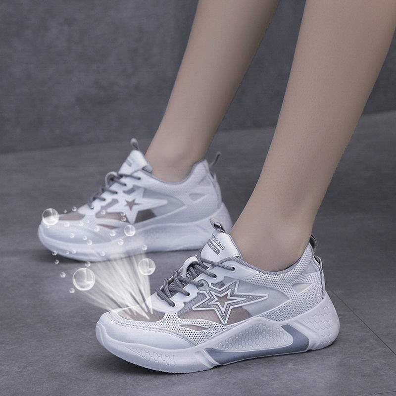 Women's Sports Shoes2025New Spring Women's Shoes Student Casual Shoes Lightweight Shock Absorption Soft Bottom Mesh Breathable Running Shoes
