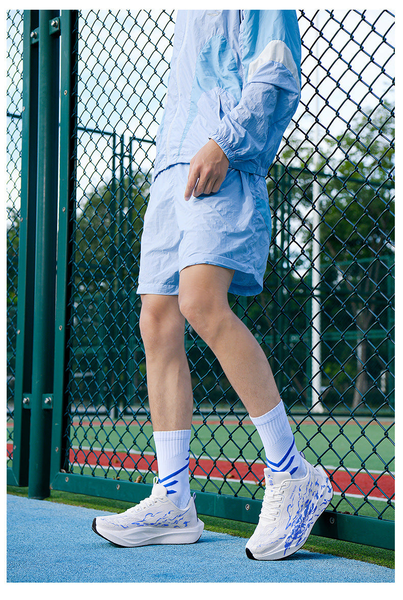 Autumn New Fashion Casual Double Mesh Thickened Sports Shoes with Real Carbon Plate High Elasticity Cushioning Marathon Lightweight Running Shoes